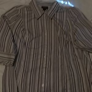 Lane Bryant pink striped button up shirt